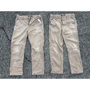 Wolverine 34x32 carpenter pants distress worn thrashed khaki jean bundle (2)